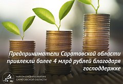 Предприниматели Саратовской области привлекли более 4 млрд рублей благодаря господдержке