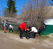 «Серебряные» волонтеры Ершовского района провели акцию «Чистый и уютный двор»