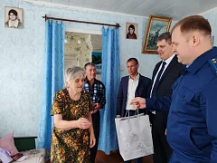 Глава Ершовского района Константин Мызников вручил юбилейную медаль узнице фашистских концлагерей Лидии Петровне Масловой